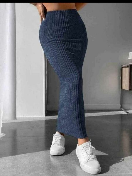 Jupe Longue Côtelée Femme