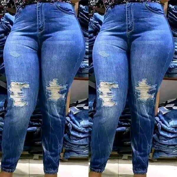 Jean déchiré femme taille haute