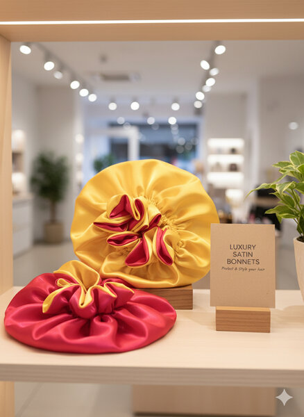 2 bonnets en Satin réversible