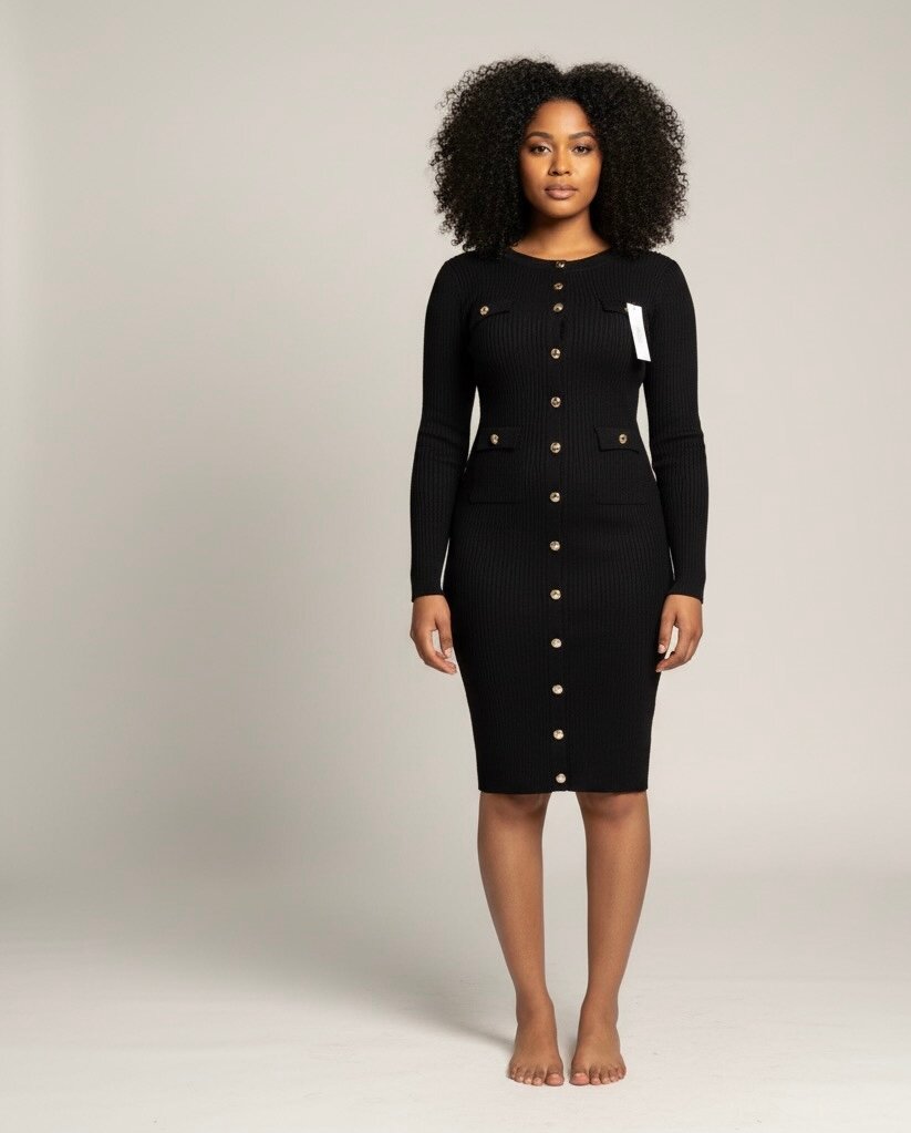 Robe en tricot noire élégante