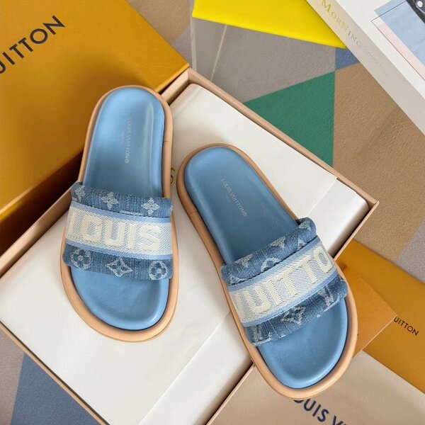 Louis Vuitton Blue Slides