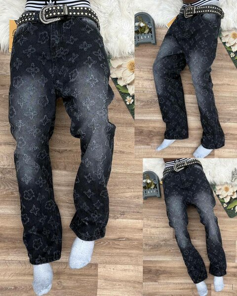 Jean noir motifs fleuris