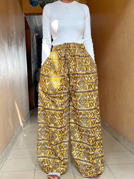 Pantalon large motif ethnique