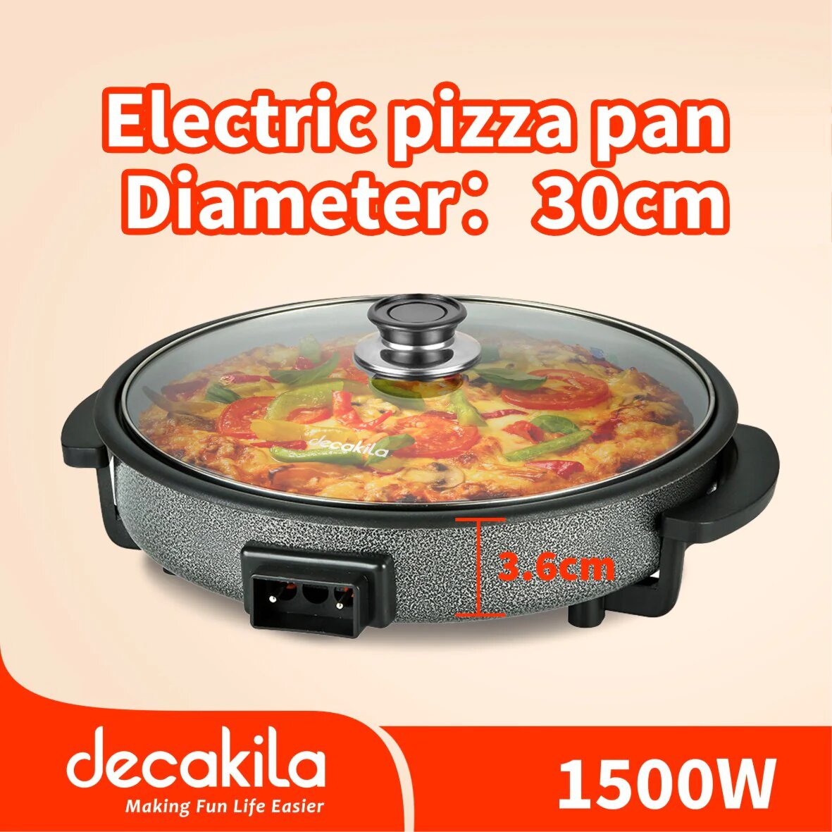 Poêle à pizza électrique 1500W