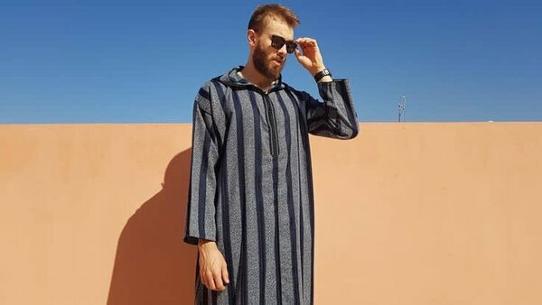 Boubou homme rayé noir/bleu