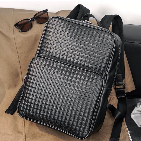 Sac à dos en cuir tressé