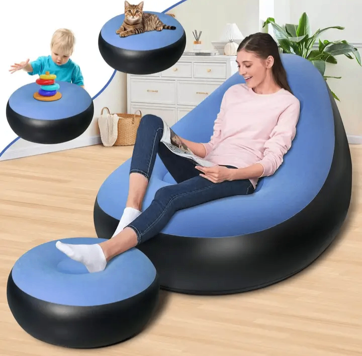 Fauteuil gonflable avec pouf