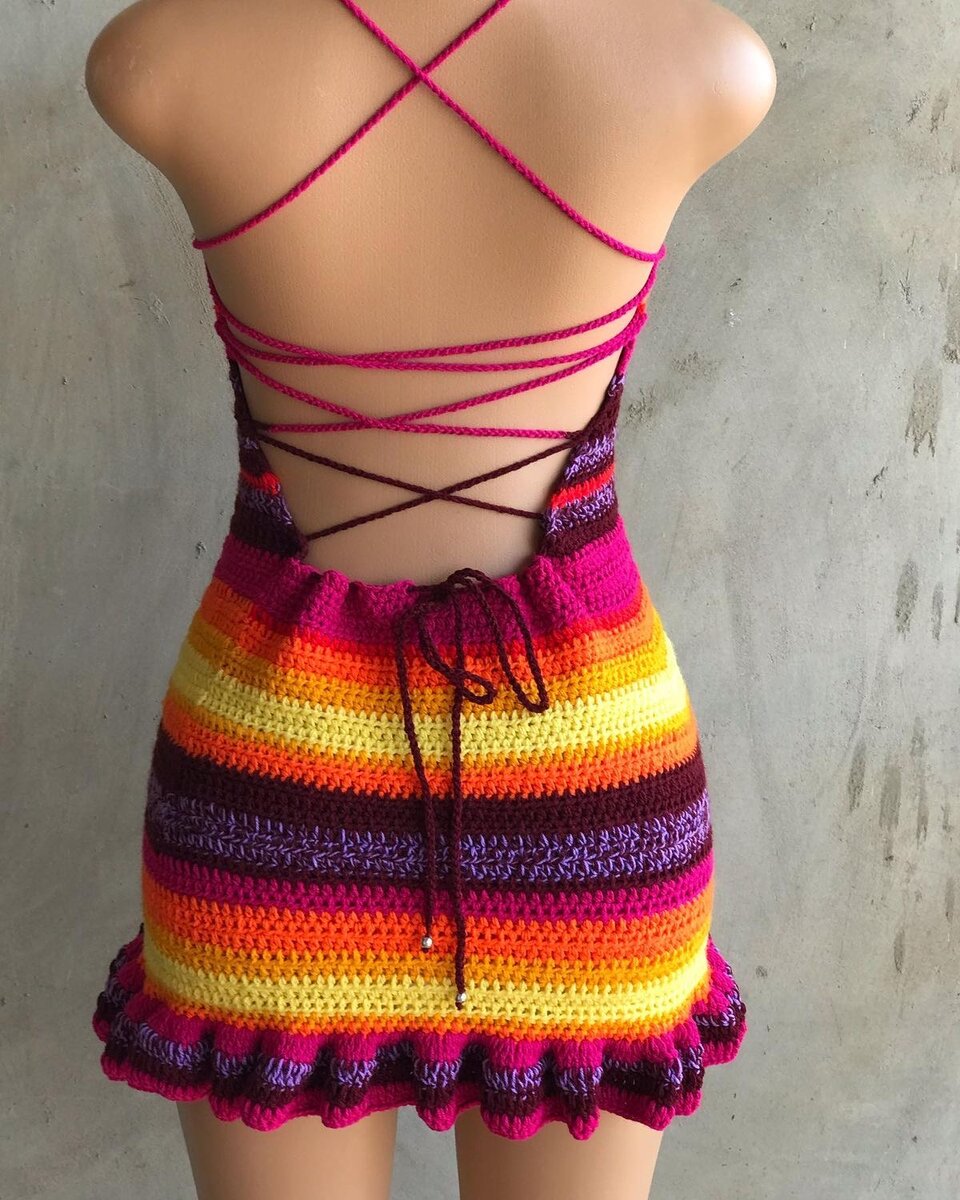 Robe bohème crochetée colorée