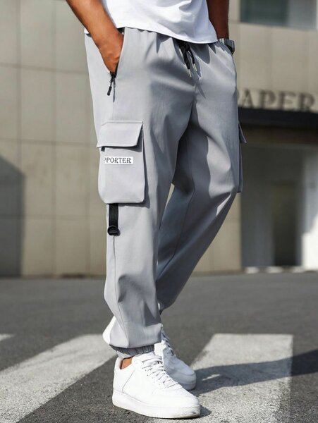 Pantalon cargo gris homme