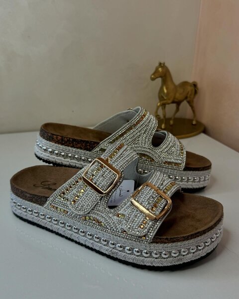 Sandales compensées paillettes