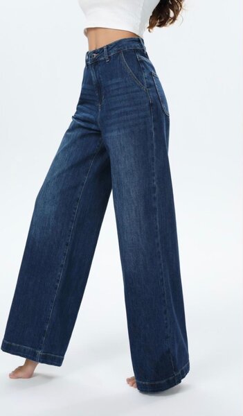 Jeans larges taille haute