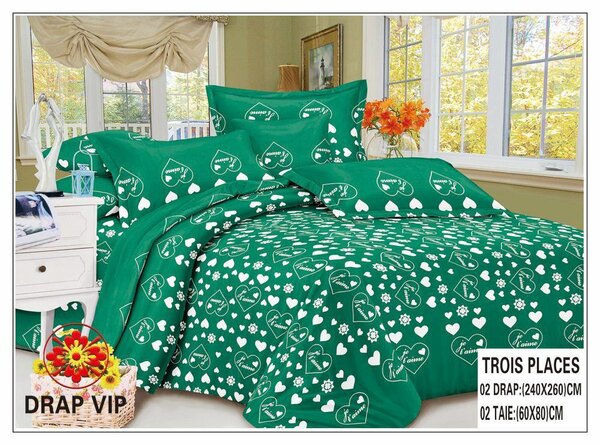 Parure de lit verte avec motifs