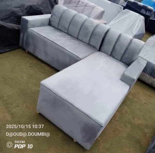 Canapé d'angle en tissu gris