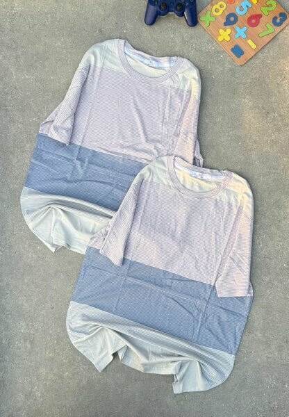 Lot de 2 t-shirts bleu gris colorblock