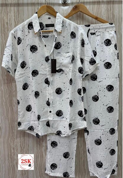 Pyjama court imprimé en coton