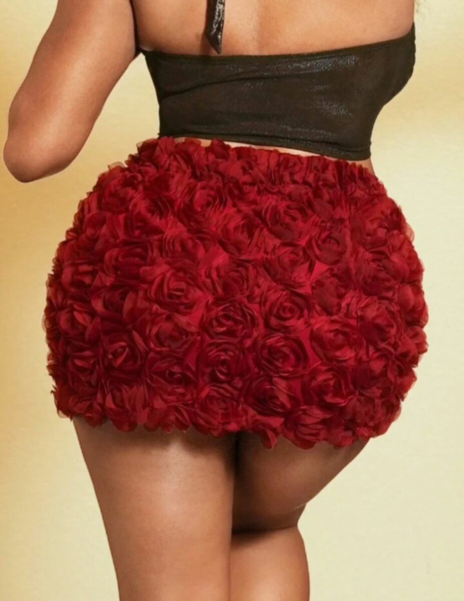 Jupe fleurie rouge femme