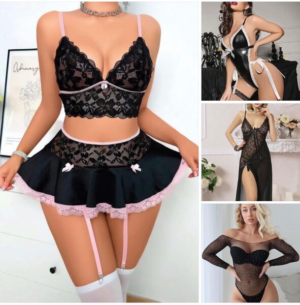 Ensemble lingerie noir en dentelle