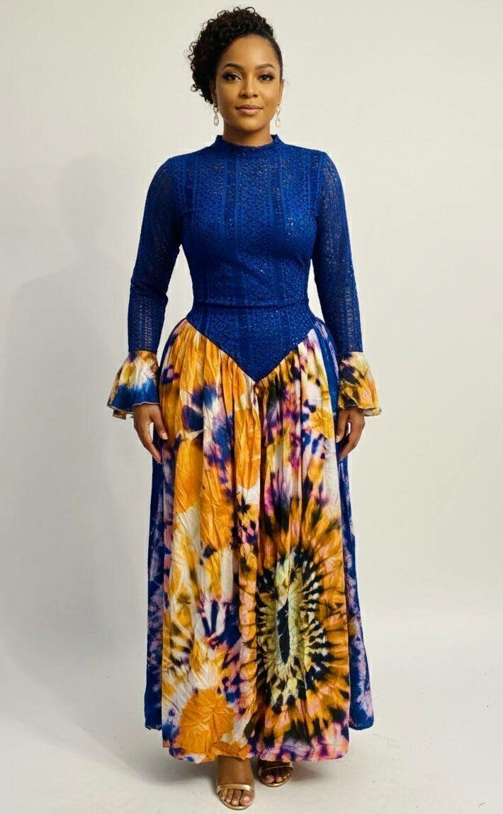 Robe longue en dentelle bohème