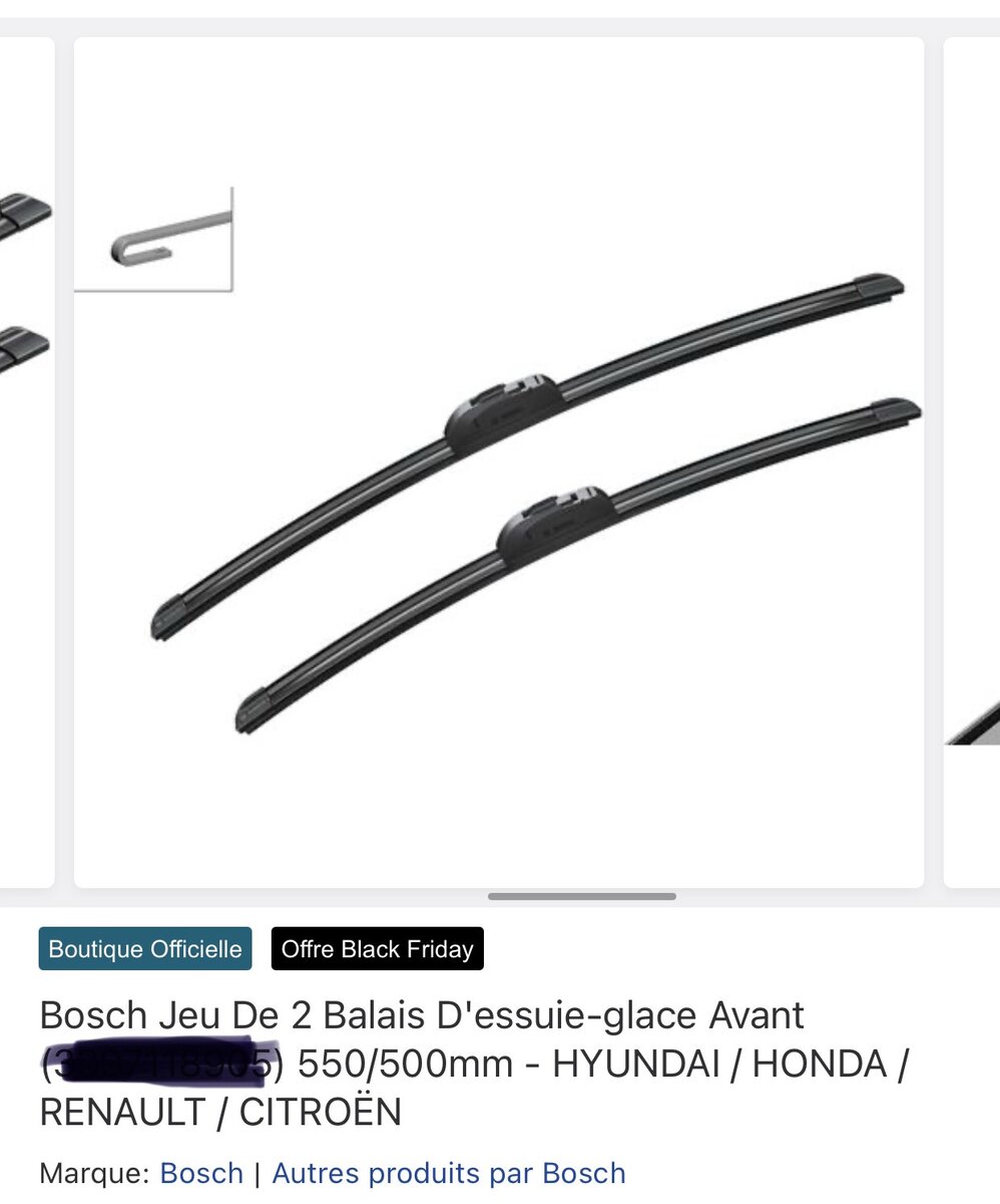 Balais Essuie-Glace Bosch 550/500mm