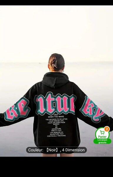 Sweat à capuche noir 'itui ky'