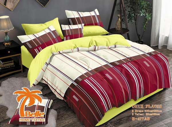 Parure de lit 2 places rouge et vert