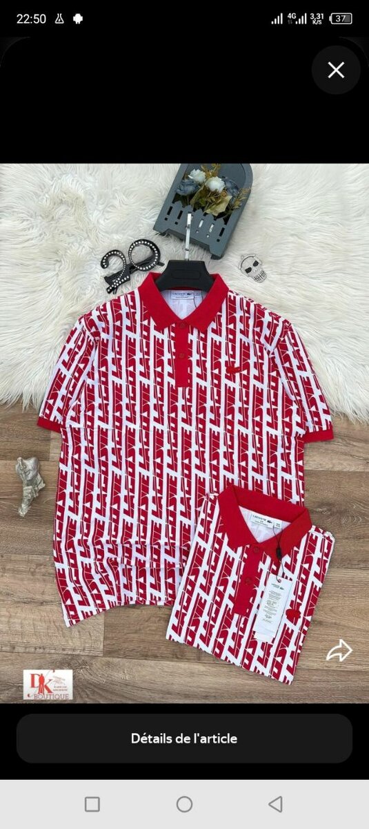 Polo homme rouge élégant