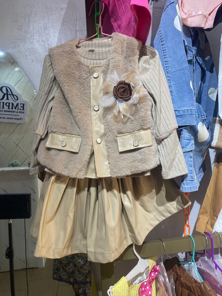 Girls' Faux Fur Vest Dress Set