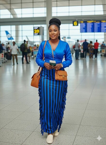 Robe longue en soie bleue