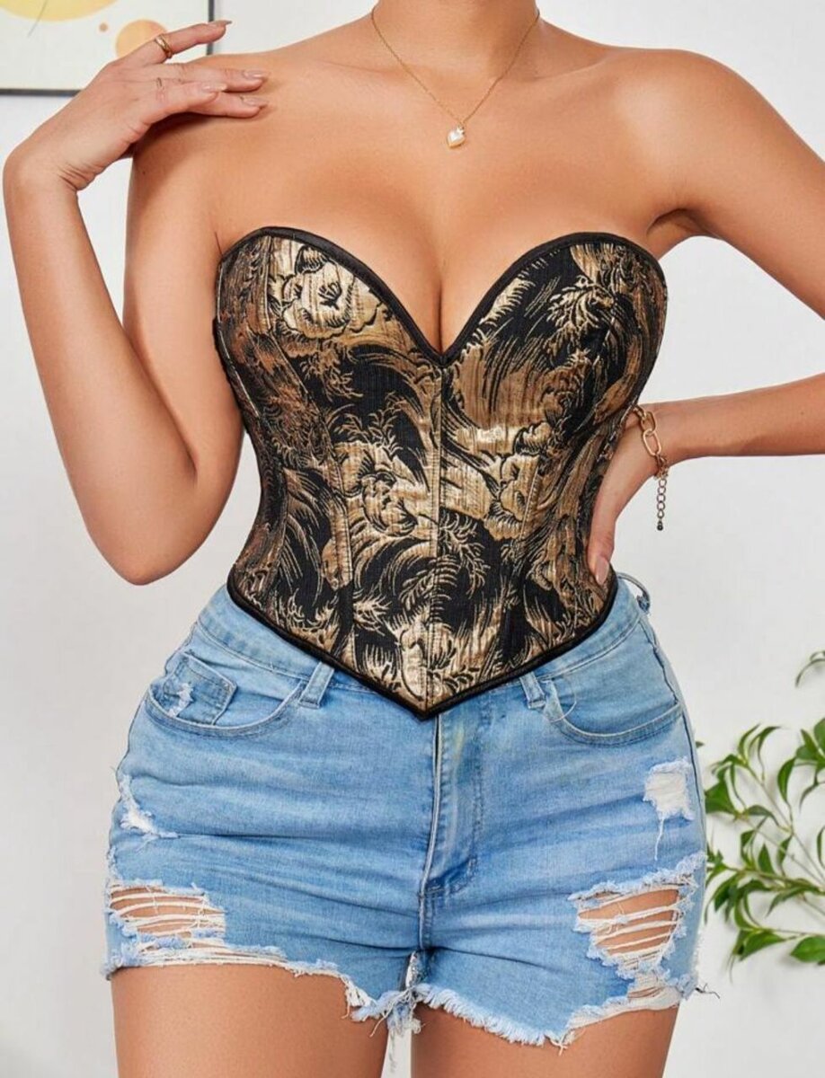 Bustier brodé doré élégant