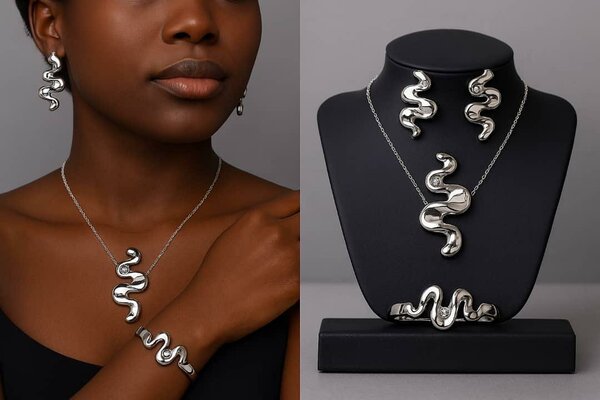 Parure Serpent Argentée Élégante