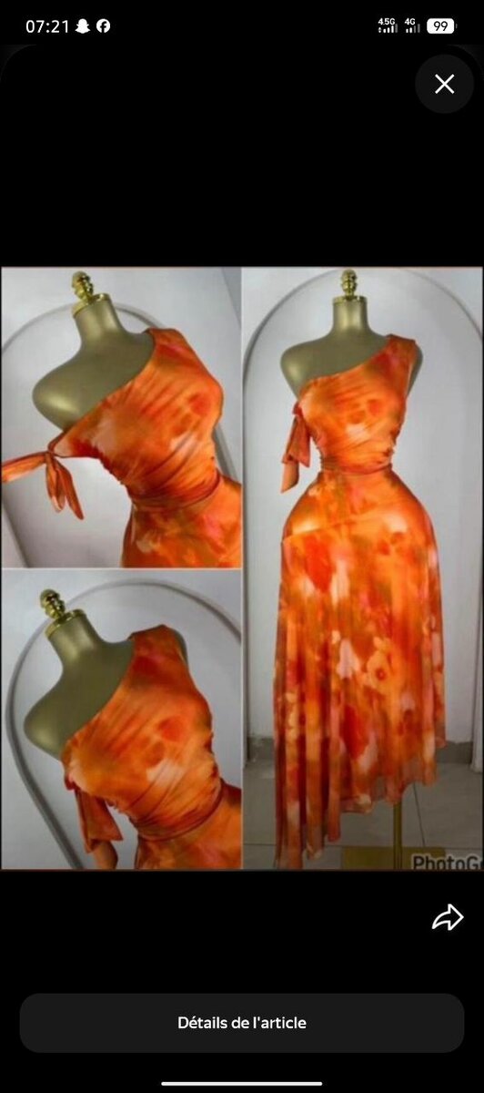 Robe asymétrique orange