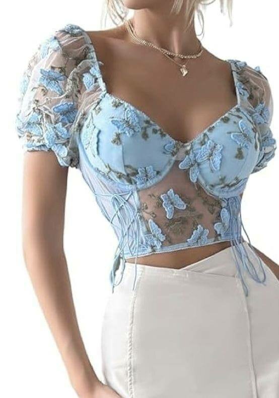 Crop top brodé floral chic