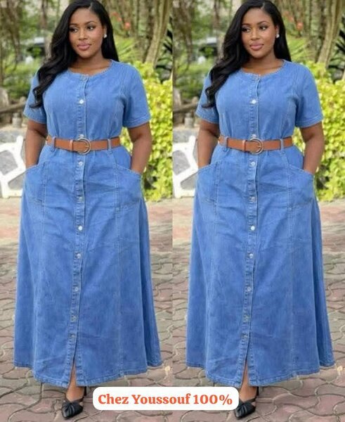 Robe longue en jean pour femme