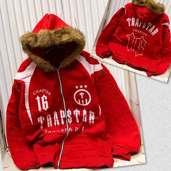 Veste à capuche rouge chaude