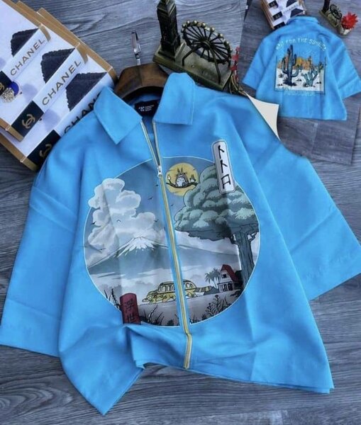 Veste bleue graphique