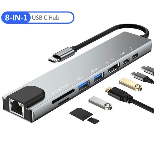 Hub USB-C 8-en-1 Multifonction