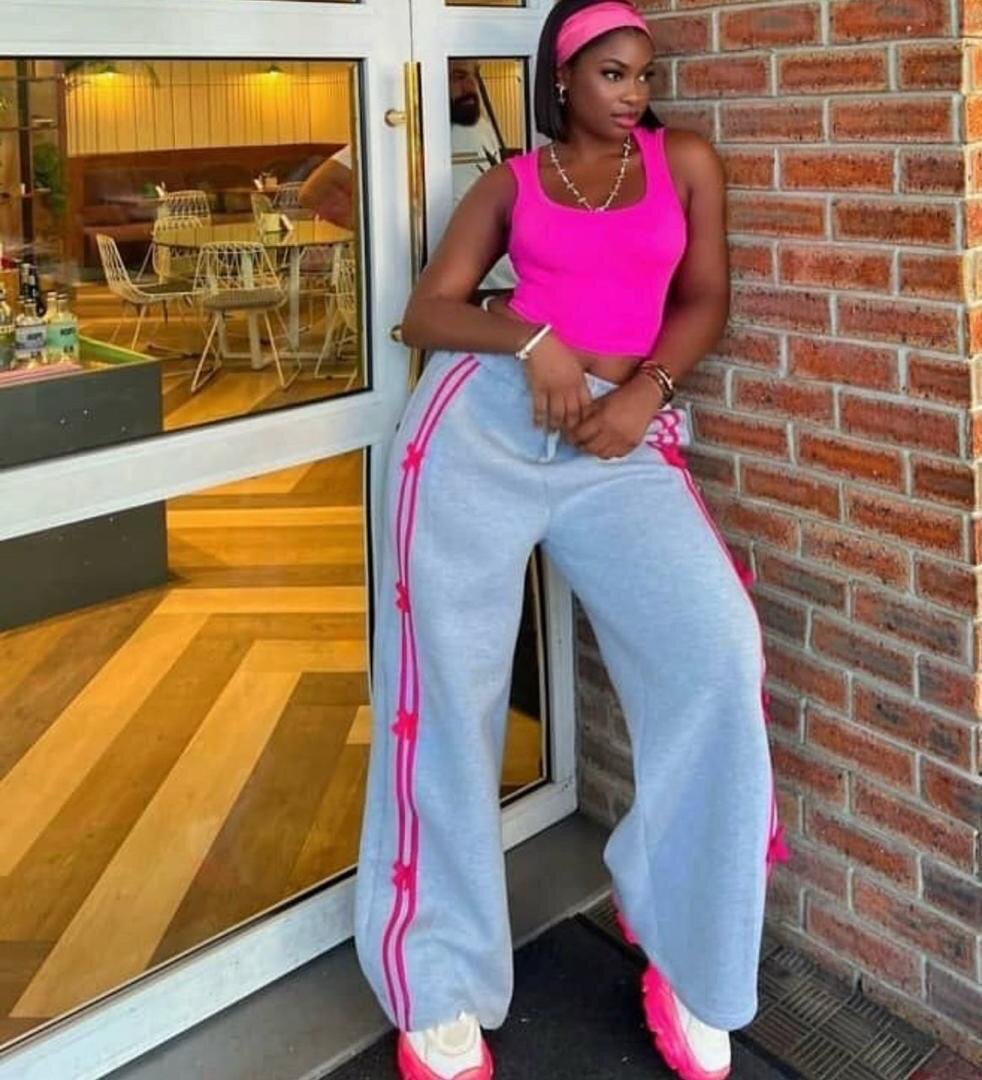 Pantalon large sport gris