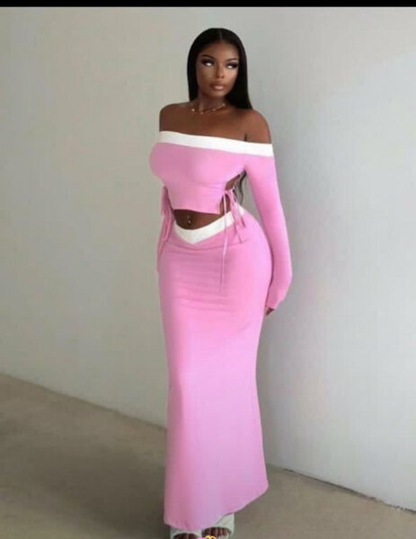 Robe longue chic rose