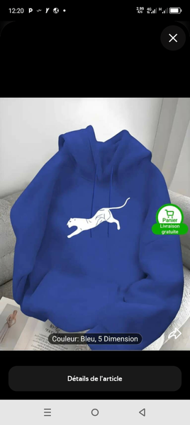 Sweat à capuche bleu