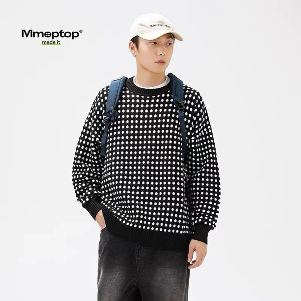 Pull oversize à pois homme