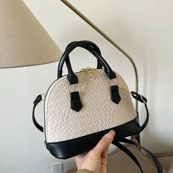 Sac à main élégant noir et beige