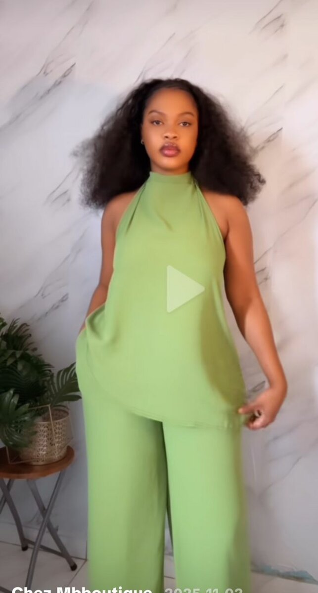 Ensemble femme chic vert et marron