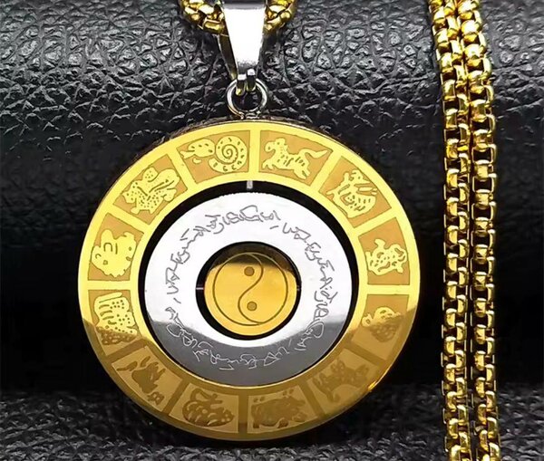 Collier pendentif zodiaque yin yang