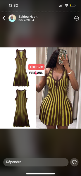 Robe Rayée Évasée Femme