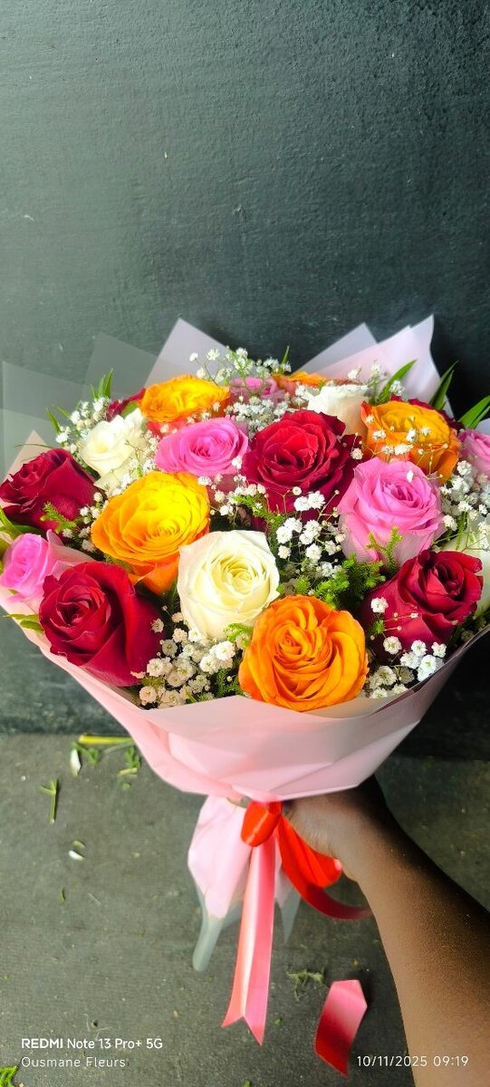 Bouquet de roses multicolores