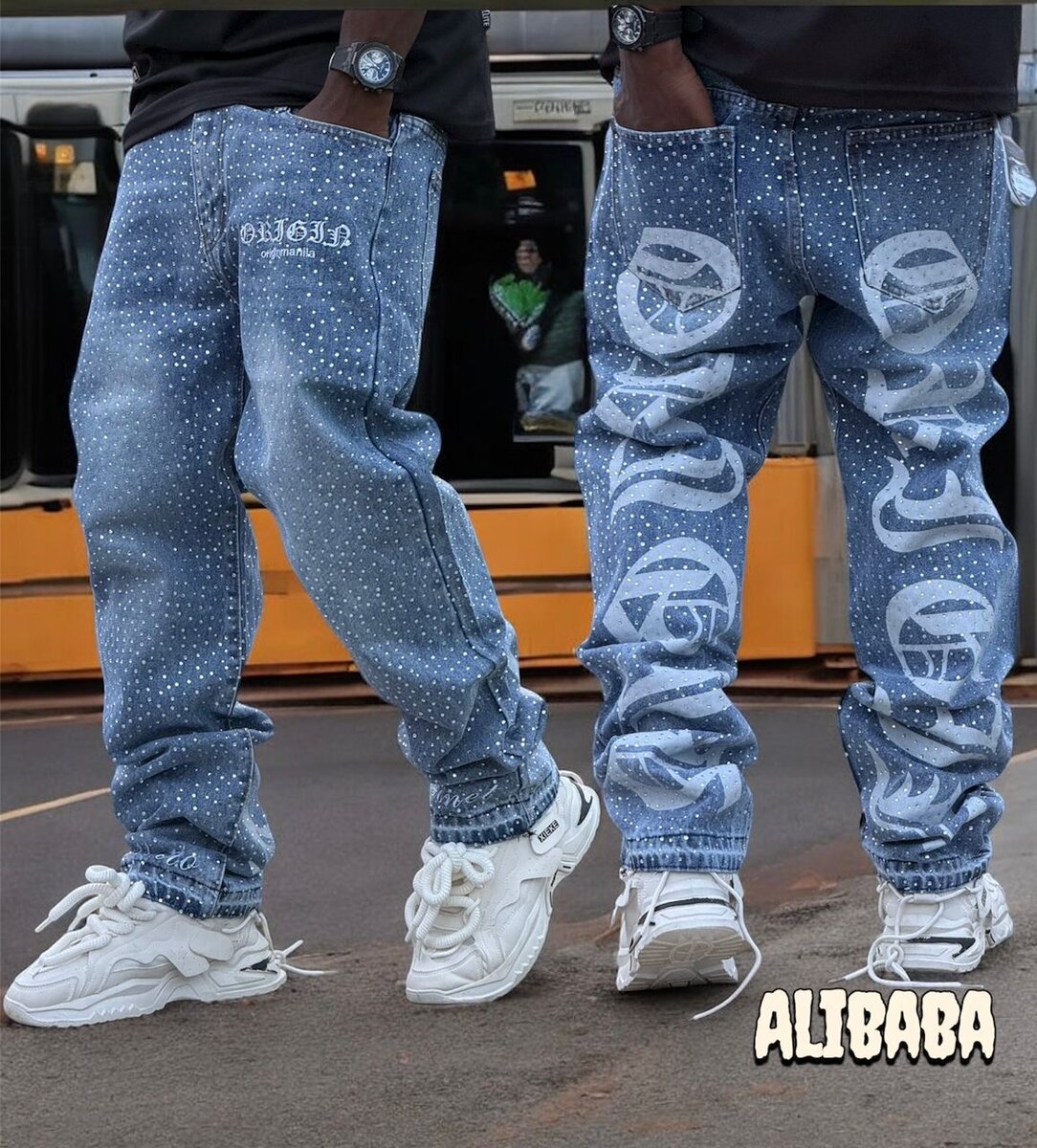 Jeans baggy imprimé tendance