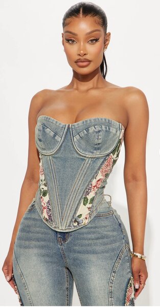 Bustier en jean floral élégant