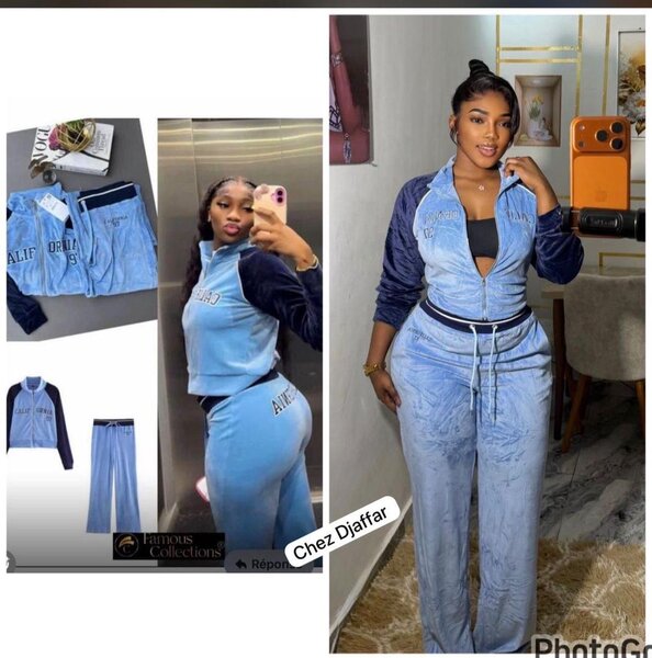 Ensemble de sport bleu velours