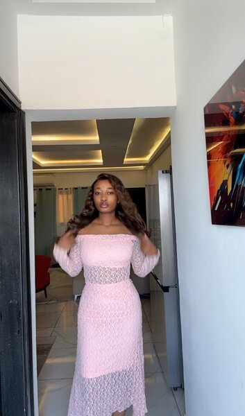 Ensemble jupe en dentelle rose