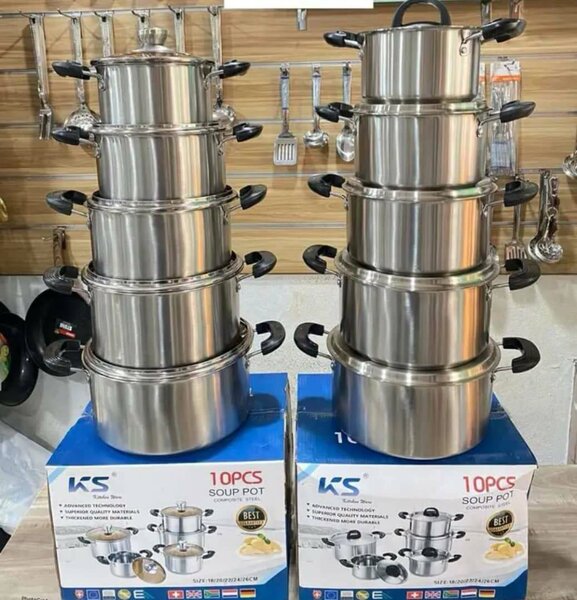 Ensemble de casseroles en acier inoxydable 10 pièces